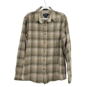 Pendleton Lodge Flannel Shirt Plaid Button Long Sleeve Men Large 1972 INSPO WOOL